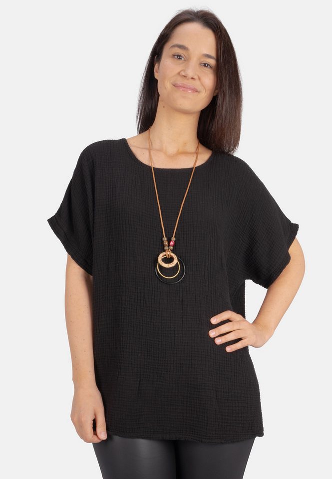 Seasons of April Klassische Bluse GIORGIA MUSSELIN OVERSIZED Damen Musselin Bluse Shirt, Oversized, leicht luftig + individ. Kette von Seasons of April