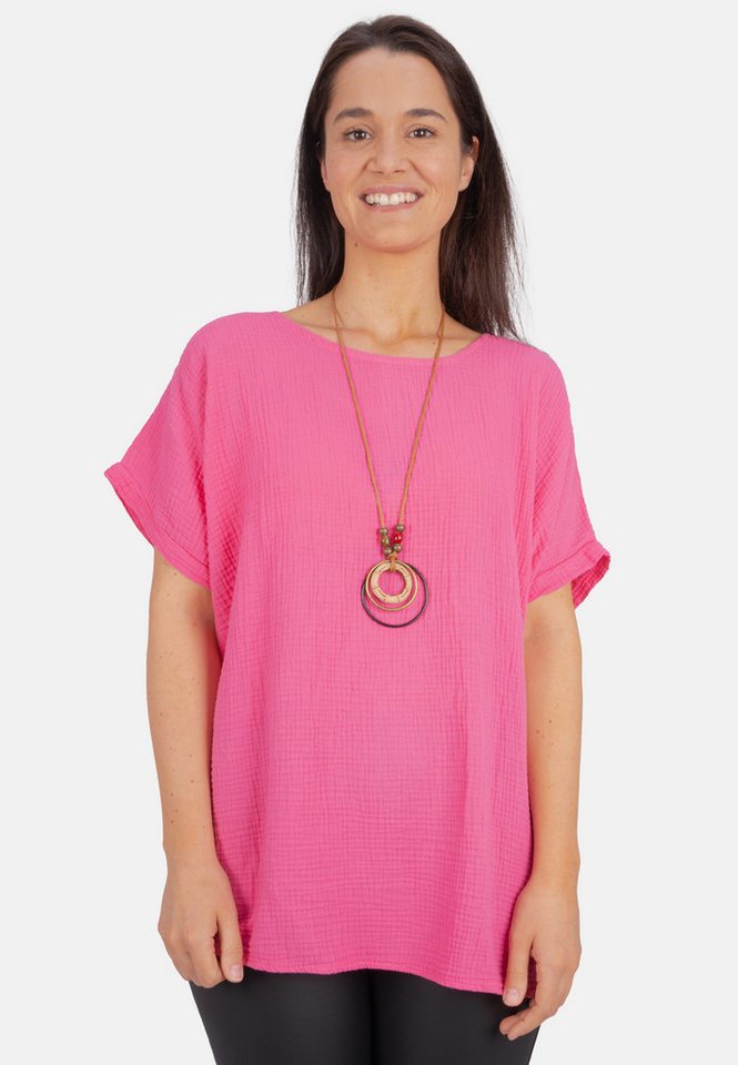 Seasons of April Klassische Bluse GIORGIA MUSSELIN OVERSIZED Damen Musselin Bluse Shirt, Oversized, leicht luftig + individ. Kette von Seasons of April