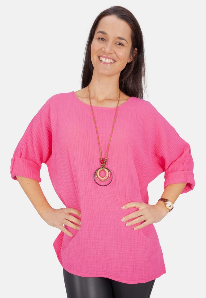 Seasons of April Klassische Bluse VALENTINA MUSSELIN OVERSIZED Musselin Bluse aus 100% Baumwolle mit Kette, Leicht & Locker von Seasons of April
