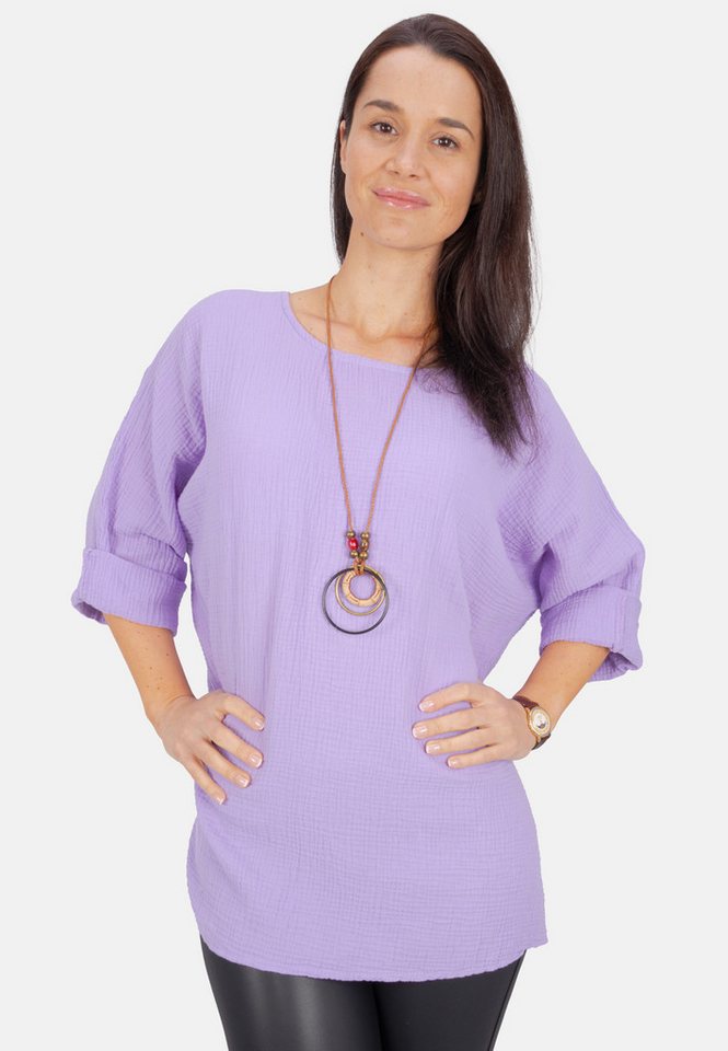 Seasons of April Klassische Bluse VALENTINA MUSSELIN OVERSIZED Musselin Bluse aus 100% Baumwolle mit Kette, Leicht & Locker von Seasons of April