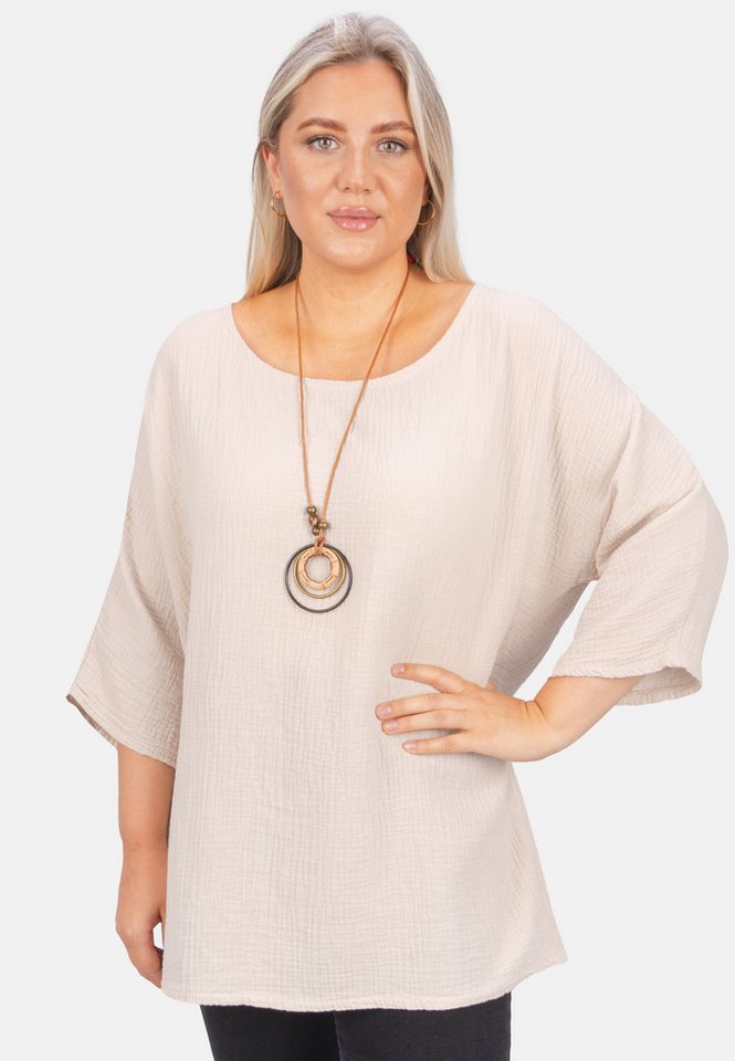 Seasons of April Klassische Bluse VANESSA MUSSELIN OVERSIZED Damen Musselin Bluse Shirt, Oversized, leicht luftig + individ. Kette von Seasons of April
