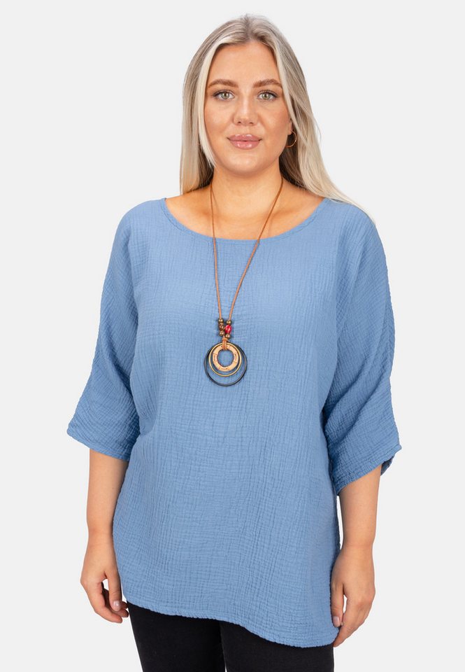 Seasons of April Klassische Bluse VANESSA MUSSELIN OVERSIZED Damen Musselin Bluse Shirt, Oversized, leicht luftig + individ. Kette von Seasons of April