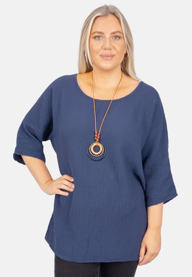 Seasons of April Klassische Bluse VANESSA MUSSELIN OVERSIZED Damen Musselin Bluse Shirt, Oversized, leicht luftig + individ. Kette von Seasons of April