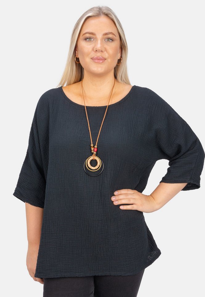 Seasons of April Klassische Bluse VANESSA MUSSELIN OVERSIZED Damen Musselin Bluse Shirt, Oversized, leicht luftig + individ. Kette von Seasons of April
