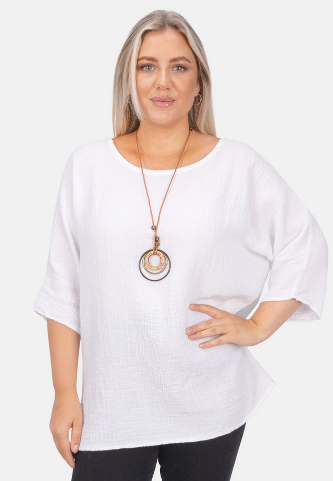 Seasons of April Klassische Bluse VANESSA MUSSELIN OVERSIZED Damen Musselin Bluse Shirt, Oversized, leicht luftig + individ. Kette von Seasons of April