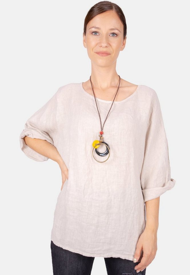 Seasons of April Kurzarmbluse Oversized Lina Weit geschnittene Leinenbluse von Seasons of April