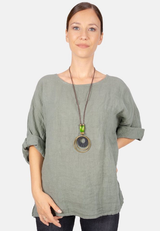 Seasons of April Kurzarmbluse Oversized Lina Weit geschnittene Leinenbluse von Seasons of April