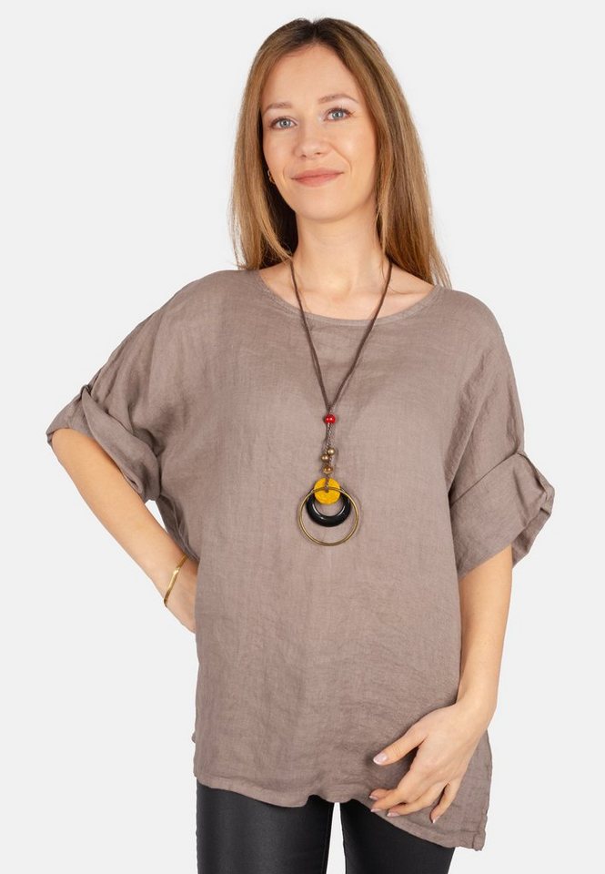 Seasons of April Kurzarmbluse Oversized Lina Weit geschnittene Leinenbluse von Seasons of April