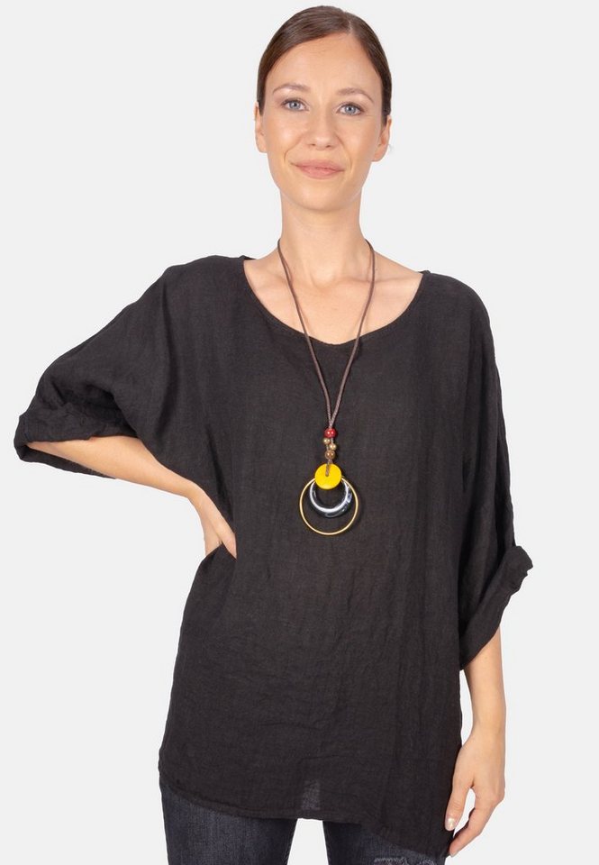 Seasons of April Kurzarmbluse Oversized Lina Weit geschnittene Leinenbluse von Seasons of April