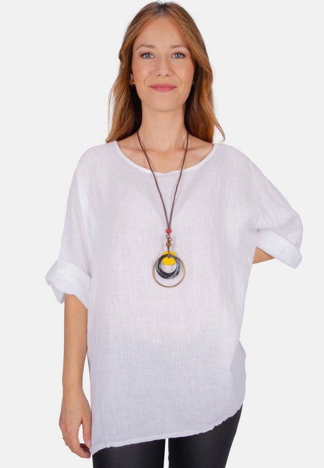Seasons of April Kurzarmbluse Oversized Lina Weit geschnittene Leinenbluse von Seasons of April