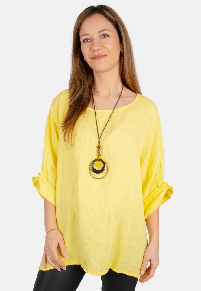 Seasons of April Kurzarmbluse Oversized Lina Weit geschnittene Leinenbluse von Seasons of April