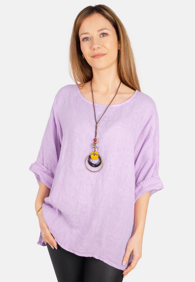 Seasons of April Kurzarmbluse Oversized Lina Weit geschnittene Leinenbluse von Seasons of April