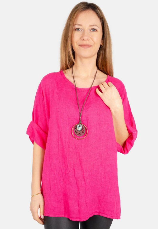 Seasons of April Kurzarmbluse Oversized Lina Weit geschnittene Leinenbluse von Seasons of April