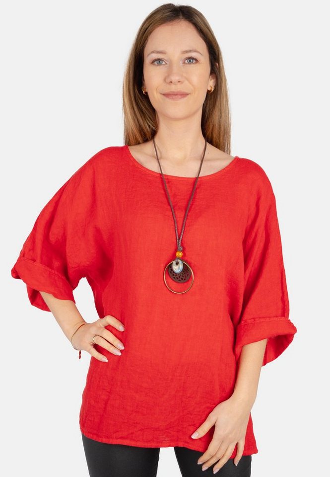 Seasons of April Kurzarmbluse Oversized Lina Weit geschnittene Leinenbluse von Seasons of April