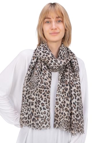 Seasons of April Leichter & weicher Damen Schal Leo Halstuch Schlauchschal - Sara Leo (Beige S70) von Seasons of April