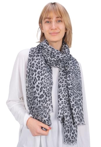 Seasons of April Leichter & weicher Damen Schal Leo Halstuch Schlauchschal - Sara Leo (Grau S71) von Seasons of April