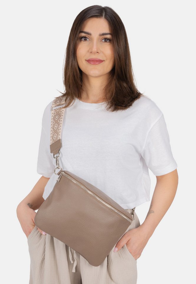 Seasons of April Schultertasche Crossbody Bag Rona, Große Damen Umhängetasche aus 100% Echtleder mit breitem Gurt von Seasons of April