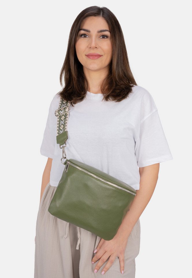 Seasons of April Schultertasche Crossbody Bag Rona, Große Damen Umhängetasche aus 100% Echtleder mit breitem Gurt von Seasons of April