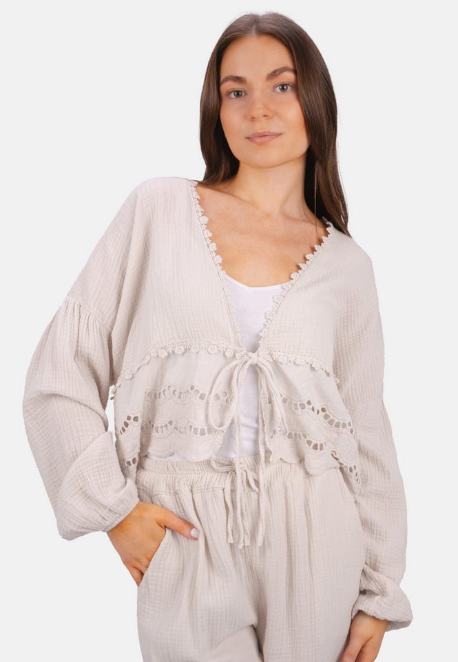 Seasons of April Shirtbluse LAURA MUSSELIN Musselin Bluse mit Spitze & Bindeband – im Boho Stil Frühling/Sommer von Seasons of April