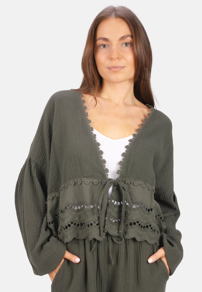 Seasons of April Shirtbluse LAURA MUSSELIN Musselin Bluse mit Spitze & Bindeband – im Boho Stil Frühling/Sommer von Seasons of April