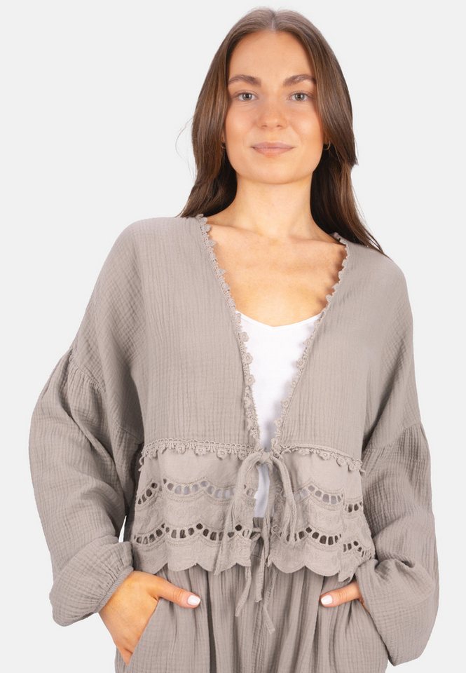 Seasons of April Shirtbluse LAURA MUSSELIN Musselin Bluse mit Spitze & Bindeband – im Boho Stil Frühling/Sommer von Seasons of April