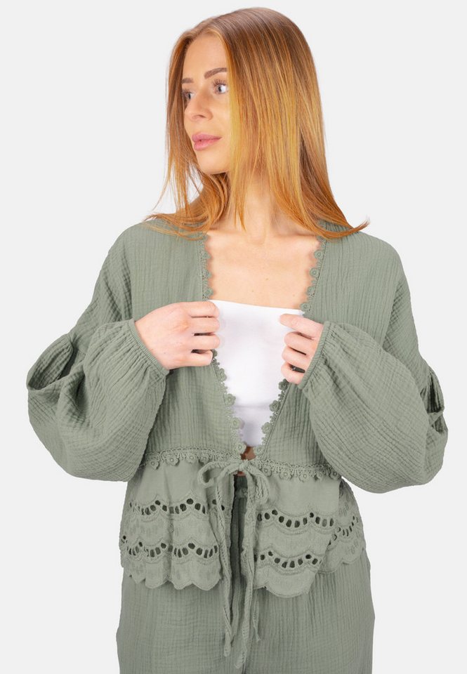 Seasons of April Shirtbluse LAURA MUSSELIN Musselin Bluse mit Spitze & Bindeband – im Boho Stil Frühling/Sommer von Seasons of April