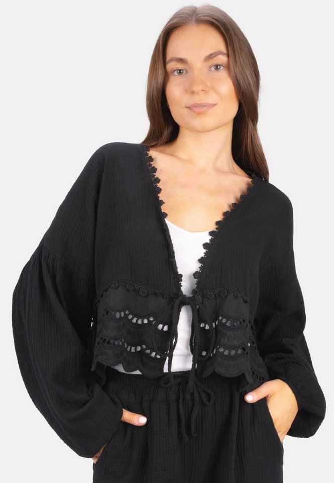 Seasons of April Shirtbluse LAURA MUSSELIN Musselin Bluse mit Spitze & Bindeband – im Boho Stil Frühling/Sommer von Seasons of April