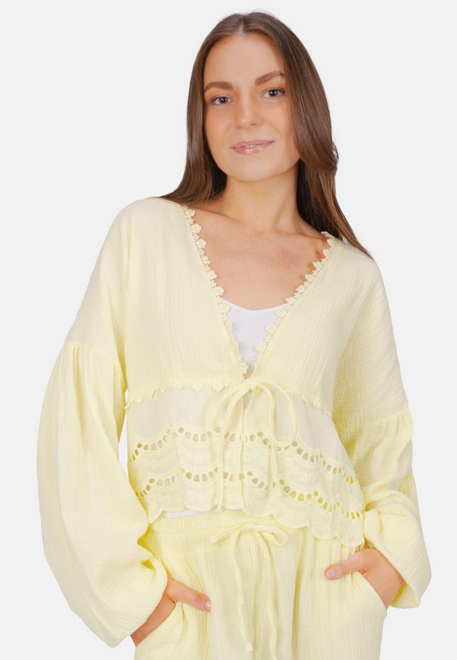 Seasons of April Shirtbluse LAURA MUSSELIN Musselin Bluse mit Spitze & Bindeband – im Boho Stil Frühling/Sommer von Seasons of April