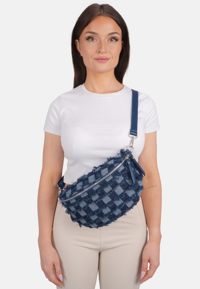 Seasons of April Gürteltasche DENISE CROSSBODY DENIM SIZE L, Jeans Denim Crossbody Tasche Umhängetasche Gürteltasche mit Ledergurt von Seasons of April