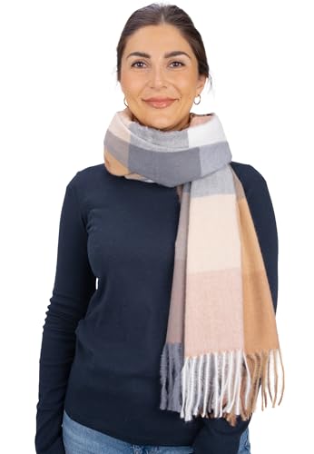 Seasons of April Weicher, leichter & kuscheliger Schal mit Fransen aus Kaschmir Mix - Milly (A2 Braun Bunt) von Seasons of April