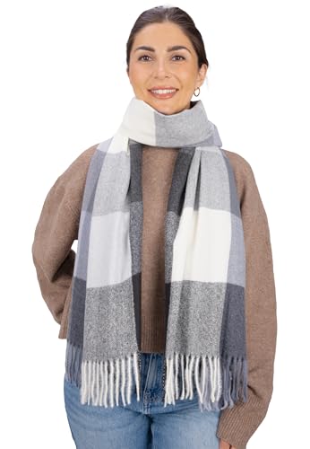 Seasons of April Weicher, leichter & kuscheliger Schal mit Fransen aus Kaschmir Mix - Milly (A3 Grau Bunt) von Seasons of April
