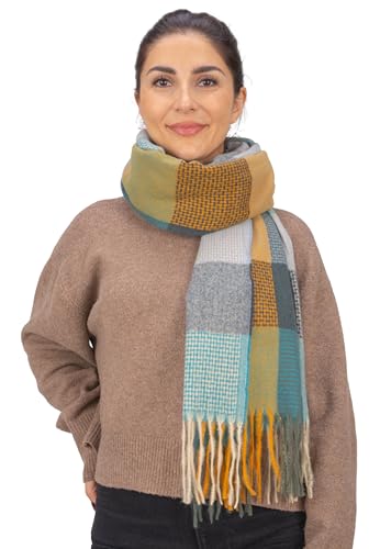 Seasons of April Weicher, leichter & kuscheliger Schal mit Fransen aus Kaschmir Mix - Milly (Gelb Grün, Einheitsgröße) von Seasons of April