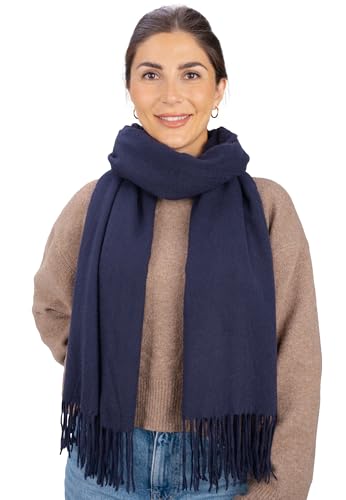 Seasons of April Weicher, leichter & kuscheliger Uni Schal aus Kaschmir Viskose Mix - Larissa (Dunkelblau J2, Einheitsgröße) von Seasons of April