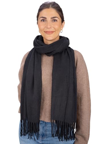 Seasons of April Weicher, leichter & kuscheliger Uni Schal aus Kaschmir Viskose Mix - Larissa (Schwarz J5, Einheitsgröße) von Seasons of April