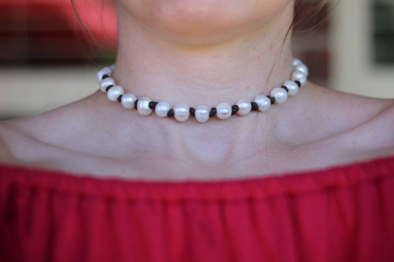 Handgebundene Süßwasser Perle Halsband von SeatoSeaBeads