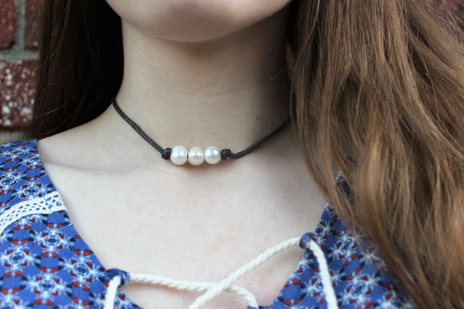 Triple Süßwasser Perle Halsband von SeatoSeaBeads