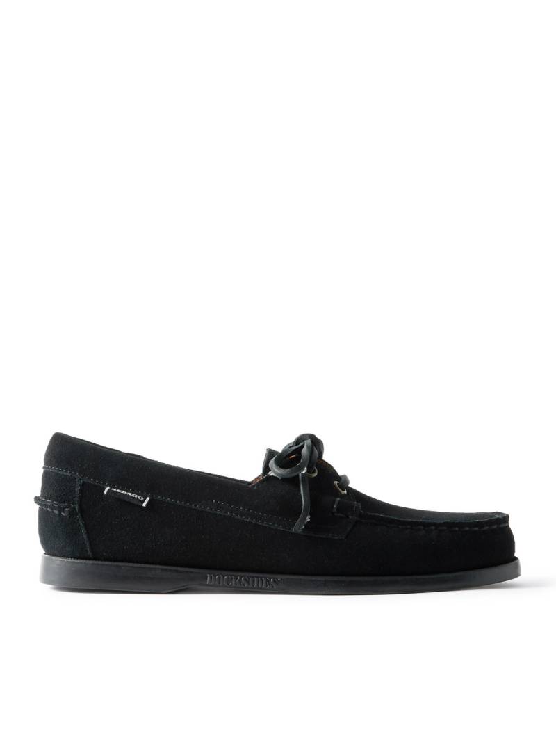 Sebago - Docksides Portland Leather-Trimmed Suede Boat Shoes - Men - Black - UK 11 von Sebago