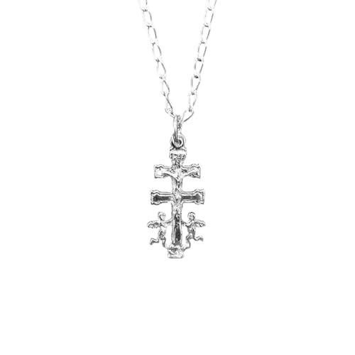 Gesegnetes Caravaca Kreuz - Silber 925 - Christus vorne und Jungfrau hinten - Schutzengel - Anhänger+Unisex Kette - Sterling Silber, Kein Edelstein von Sebaoth
