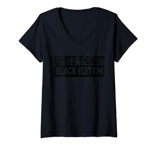 Damen White T-Shirt - Black edition T-Shirt mit V-Ausschnitt von Sebastian Fröhlich