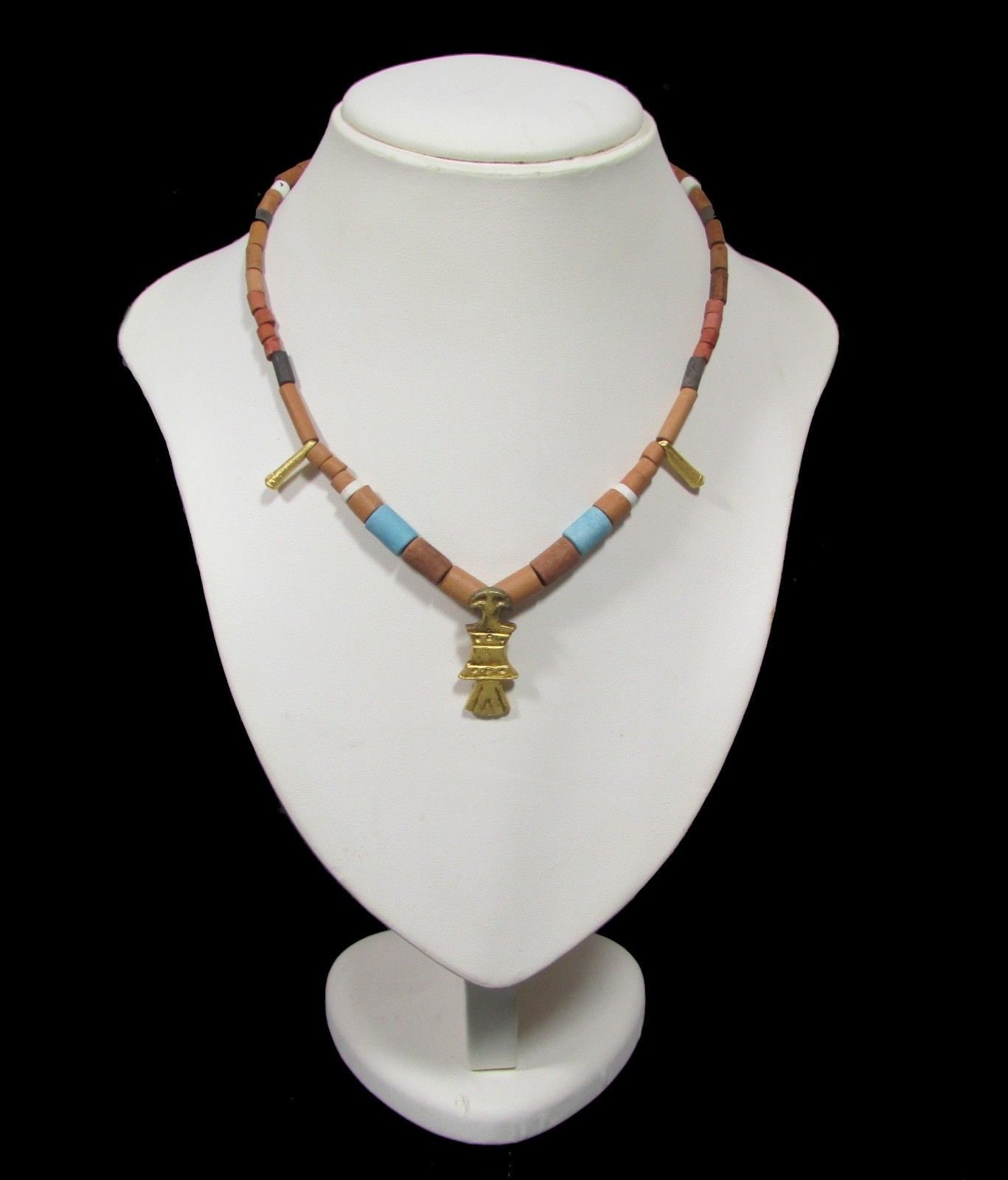 Azteken Keramik Halskette in 925 Silber von SebastianoCollection