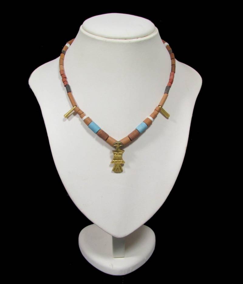 Azteken Keramik Halskette in 925 Silber von SebastianoCollection