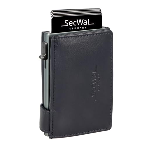 SecWal Kartenetui mit XXL Münzfach Druckknopf inkl. Geschenkbox - Made in Germany - Geldbörse inkl. Ebook für Damen und Herren - RFID Schutz Geldbeutel mit Wiener Schachtel (Blau) von SecWal
