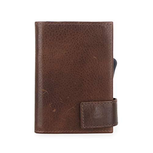 SecWal Kartenetui mit Münzfach Druckknopf (Braun Bull) von SecWal