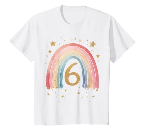Sechster Geburtstag 6 Regenbogen bunt Blumen Mädchen 6 T-Shirt Sechster Geburtstag 6 Regenbogen bunt Blumen Mädchen 6 T-Shirt von Sechs Jahre Regenbogen 6 Geburtstag Mädchen