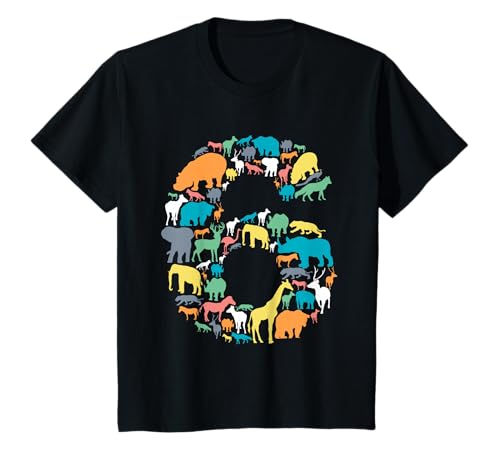 6 Jahre Jungen 6.Geburtstag Kindergeburtstag Tiere T-Shirt von Sechster Bday Jungen 6 Sechs Geburtstagsgeschenk