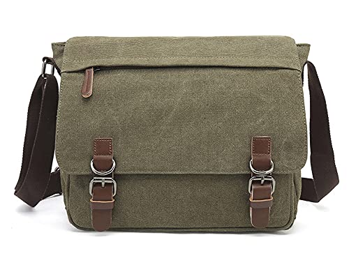 Sechunk Canvas Leder Messenger Bag Umhängetasche Crossbody 15 Zoll Laptop Tasche von Sechunk