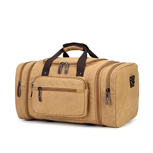 Sechunk Duffle Bag Canvas Leder Große Outdoor Schultertasche, gelb, Einfach und einfach von Sechunk