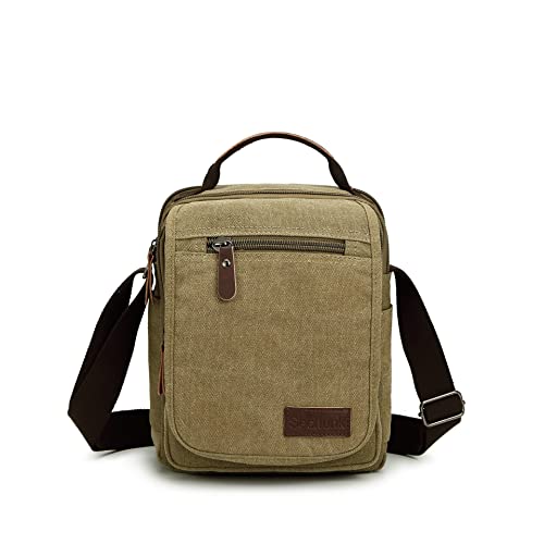 Sechunk Kleine Segeltuch Schultertaschen Messenger Bag Reisetasche Business Tasche Arbeitstasche für Männer Frauen, armee-grün, Einheitsgröße von Sechunk