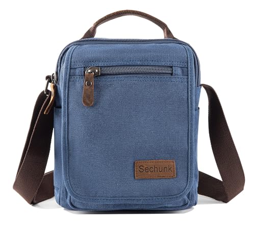 Sechunk Kleine Umhängetasche aus Segeltuch für Herren und Damen, iPad Outdoor und Freizeit, Blau (blau), Einheitsgröße von Sechunk