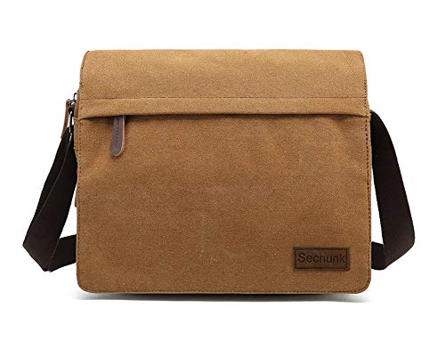 Sechunk Kleine Umhängetasche aus Segeltuch im Vintage-Stil (g_Gelb, Groß) von Sechunk